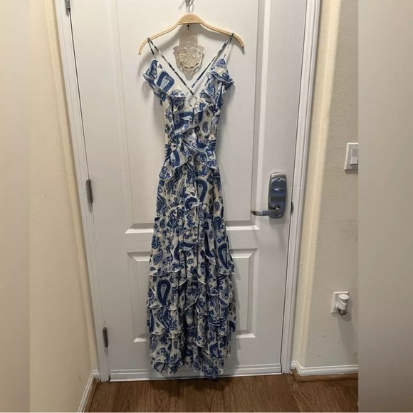 Anthropology Lace the label asymmetrical dress size small high low ruffle - Picture 2 of 10